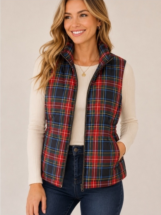 Talbots Jackets & Blazers - Talbots Women Down Blend Fill Plaid Macbeth Tartan Puffer Vest